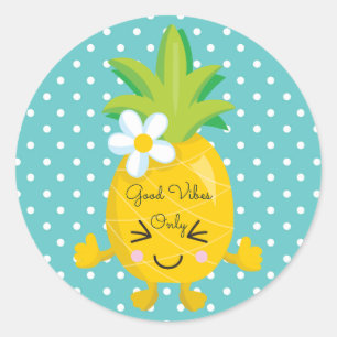 Rond Good Vibes Sticker à thème ananas