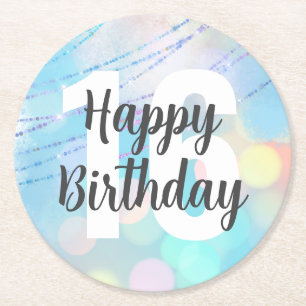 Rond Grand nombre Bokeh Dessous de verre d'anniversaire