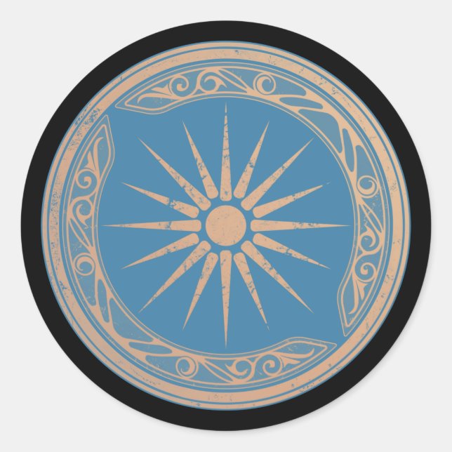 Rond Greek Shield with Vergina Sun Sticker (Devant)
