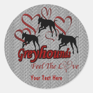 Rond Greyhounds Et Coeurs Aimer Sticker Chien