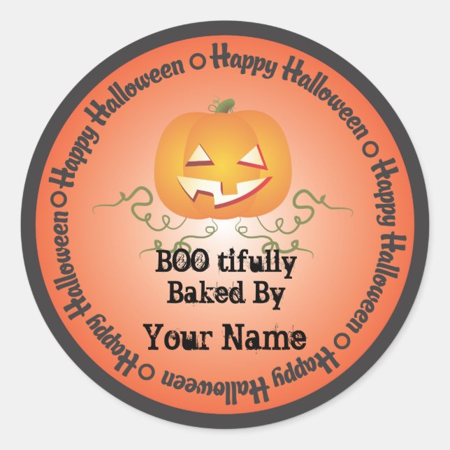 Rond Halloween citrouille cuit par Sticker (Devant)