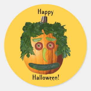 Rond Halloween heureux - Sticker Visage Citrouille non 