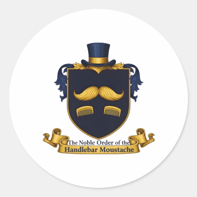 Rond Handlebar Moustache Gentleman's Round Sticker (Devant)
