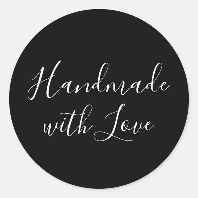 Rond Handmade with Love | Black and White Sticker (Devant)