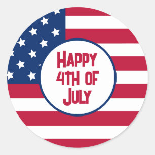 Rond Happy 4 juillet Sticker Drapeau Américain