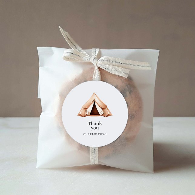 Rond Happy Camper Custom Favor Sticker (Créateur téléchargé)