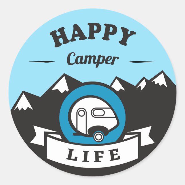 Rond Happy Camper Life Sticker (Devant)
