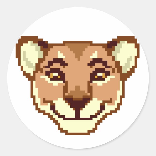 Rond Happy Cartoon Lioness émoticon Sticker (Devant)