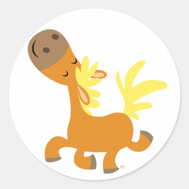 Rond Happy Cartoon Pony Sticker (Devant)