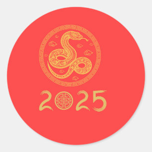 Rond Happy Chinois Lunar Snake 2025 Sticker