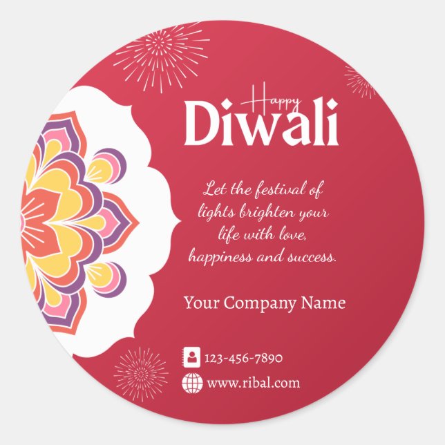 Rond Happy Diwali Round Custom Sticker (Devant)