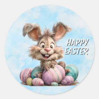 Rond Happy Easter Bunny Sticker