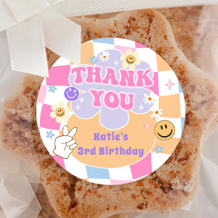 Rond Happy Face Smile À damiers Anniversaire Sticker