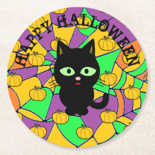 Rond Happy Halloween Dessous de verre de fête jetables