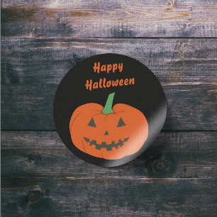 Rond Happy Halloween Jack-o'-lantern Citrouille Sticker