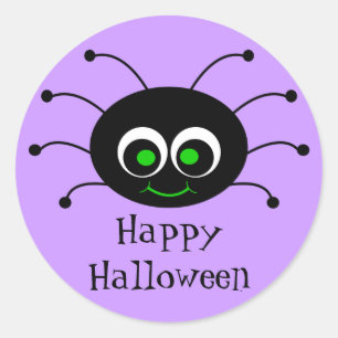 Rond Happy Halloween Toon Spider Sticker