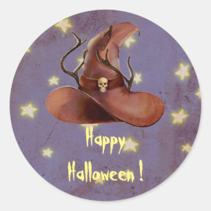 Rond Happy Halloween Witch Sticker Éffrayant Casquette