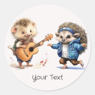 Rond Happy Hedgehog Aquarelle Sticker