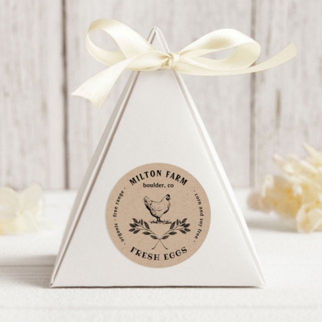 Rond Happy Hens Laurel Branch Oeuf Carton Round Sticker (Créateur téléchargé)