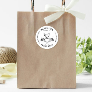 Rond Happy Hens Laurel Branch Oeuf Carton Round Sticker