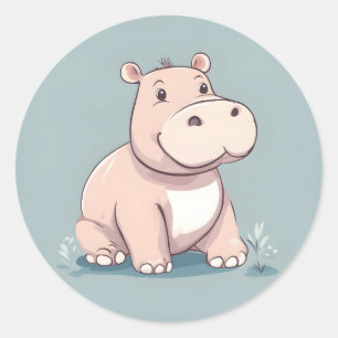 Rond Happy Hippo Sticker