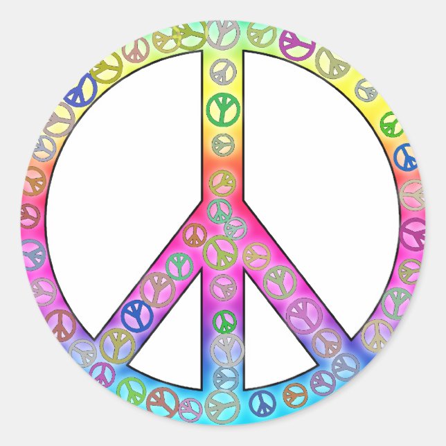 Rond Happy Hippy Color Peace Sticker (Devant)