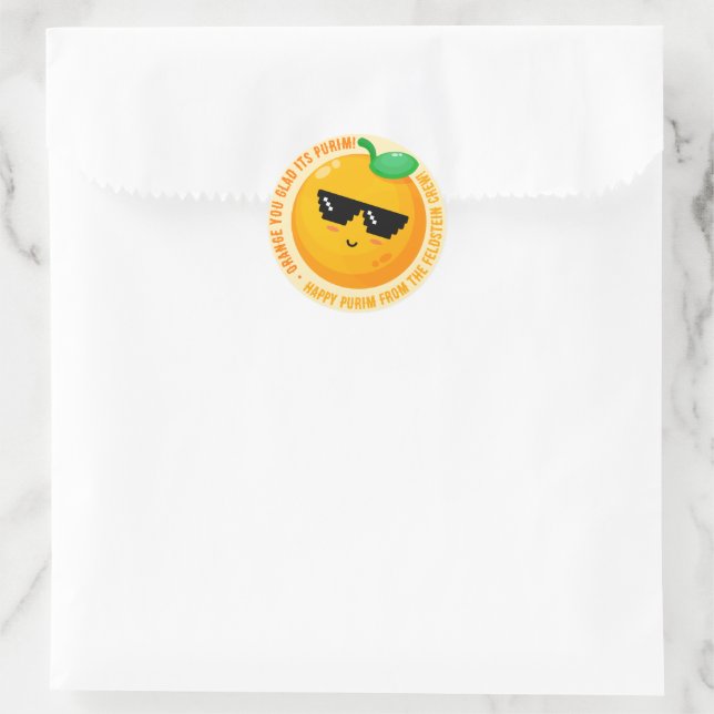 Rond Happy Purim Orange vous Glad Round Sticker (Sac)
