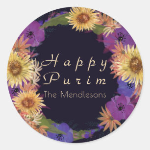 Rond Happy Purim sticker tournesol