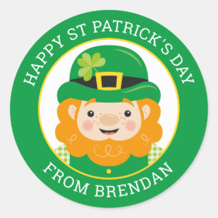 Rond Happy St Patrick's Day Leprechaun Round Sticker