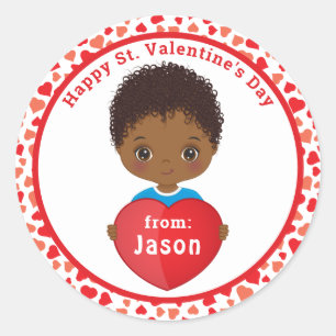Rond Happy St. Valentine African American Boy Sticker