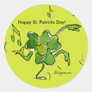 Rond Happy Sticker Shamrock de la Saint-Patrick