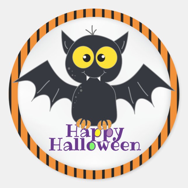 Rond Happy Sticker Vampire Bat Halloween (Devant)
