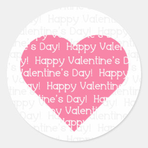 Rond Happy Valentine's Sticker - Coeur rose