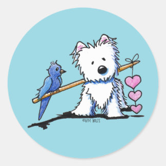 Rond Heart Strings Westie Sticker