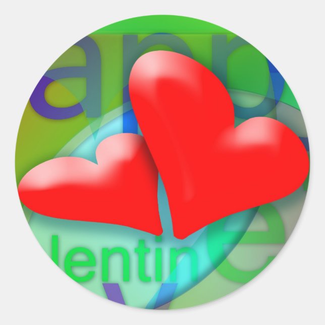 Rond Heureuse Sainte-Valentin 2 Sticker Coeurs rouges (Devant)