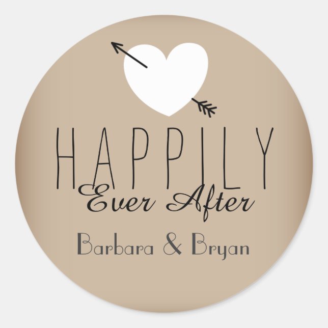 Rond Heureux Jamais après Mariage Sticker (Devant)