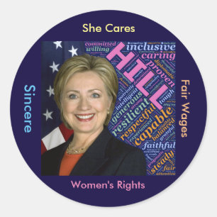 Rond Hillary Clinton Prés., Sticker de mots de drapeau 