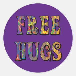 Rond Hippie Love Hugs Free Sticker Classic Round