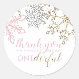 Rond Hiver Onederland Favoriser Merci Sticker