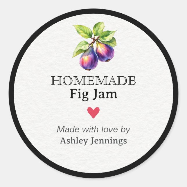 Rond Homemade Fig Jam Label Canning Sticker (Devant)