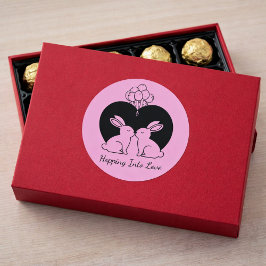 Rond Hopping Into Love - Cute Valentine Bunnies Sticker