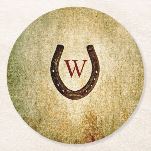 Rond Horseshoe Dessous de verre en papier monogramme