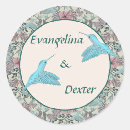 Rond Humming bird & Hibiscus - wedding sticker