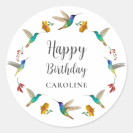 Rond Hummingbird Custom Birthday Sticker