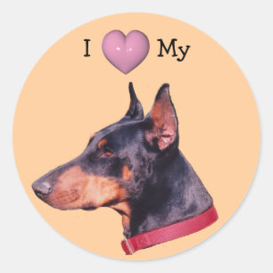 Rond I Love Heart My Doberman Dog Sticker