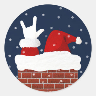 Rond I Love You Handshape ASL Père Noël Sticker de Noël