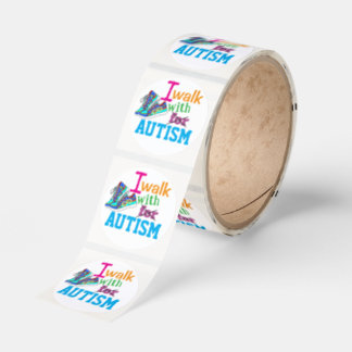 Rond I Walk With Autism- Autism Awareness Sticker Roll
