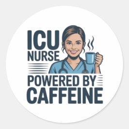 Rond ICU Nurse Powered By Caffeine Funny Nurse Sticker 