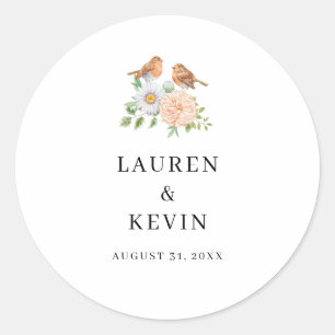 Rond Illustration botanique Mariage Favor Sticker