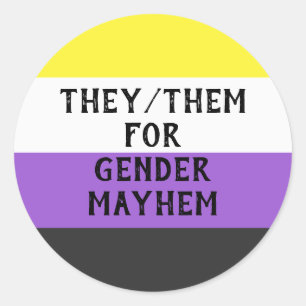 Rond Ils/Eux pour Sexe Sticker Mayhem (drapeau Enby)